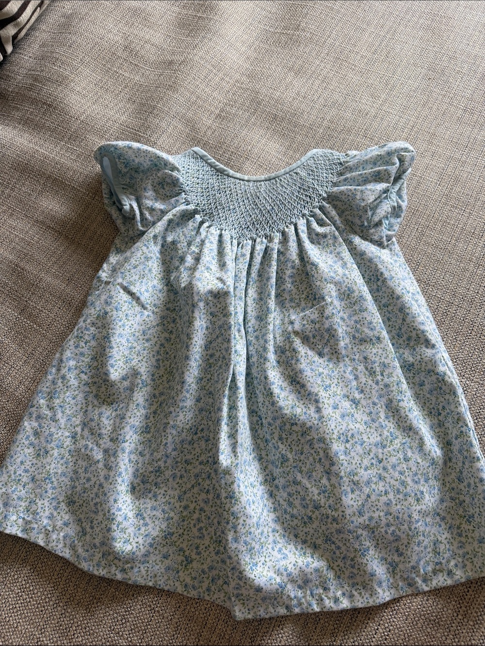 Girls' Blue Floral Smocked Formal Dress